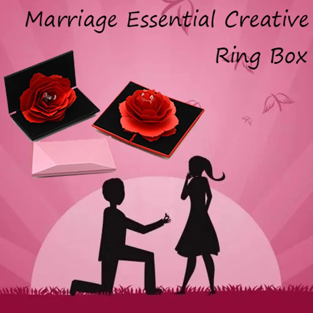 

Creative Particular 3d Rose Marriage Ring Box Jewelry Box Ladies Jewelry Boxs Smooth Edge Rotating Gift Case Drop Ship Aug9