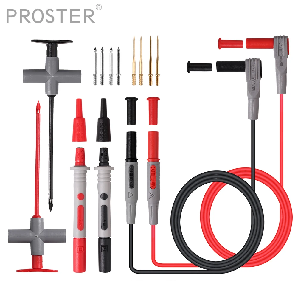 

PROSTER for 14 in 1 Multimeter Lead Test extension line Kit Wire Piercing Probe Clip Automotive Test Lead kit
