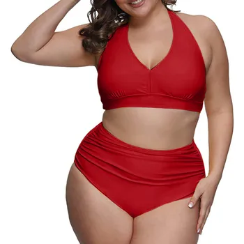 

Women New Swimsuit Female plus size Swimwear solid color bikini two-piece swimsuit Beachwear Summer Beach Wear Set #314