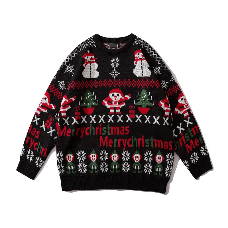 Темный значок Рождественский свитер Для мужчин пуловер с круглым вырезом Для мужчин's свитер жаккардовый вязаный свитер для Для мужчин