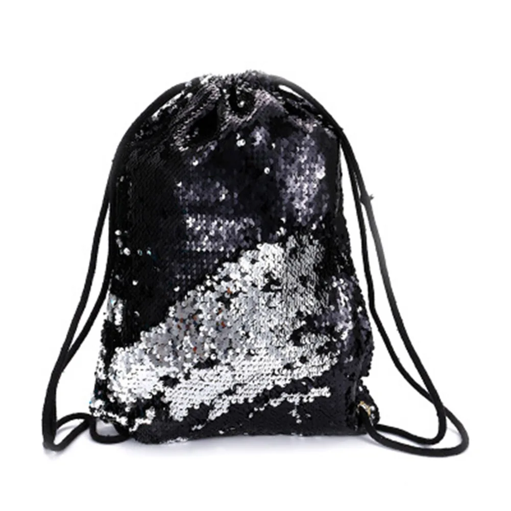 Hot Selling Sequin Drawstring Bags Reversible Sequin Backpack Glittering Shoulder Bags for Girls Women -B5