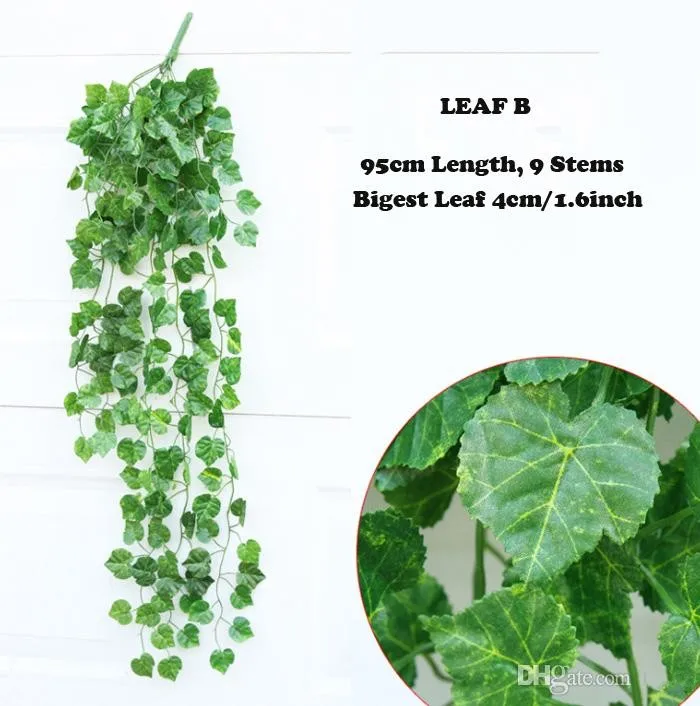 10Pcs Green Artificial Fake Hanging Vine Plant Leaves Foliage Flower Garland Home Garden Wall Hanging Decoration IVY Vine Supply