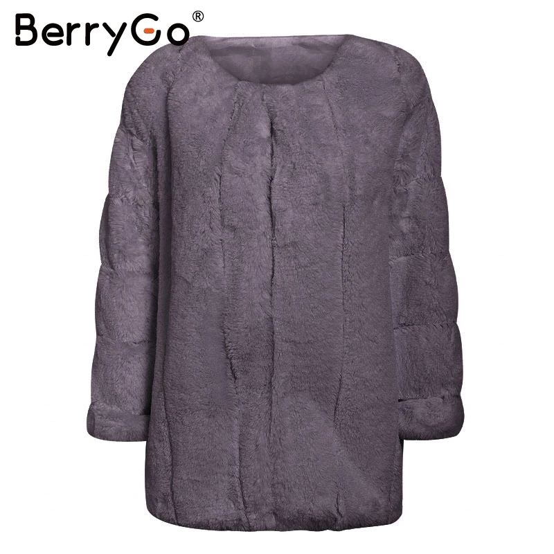 coffee BerryGo модное толстое пальто из искусственного меха для женщин, уличная одежда размера плюс 5XL, женская меховая куртка, роскошная Осенняя зимняя женская теплая верхняя одежда - Цвет: coffee