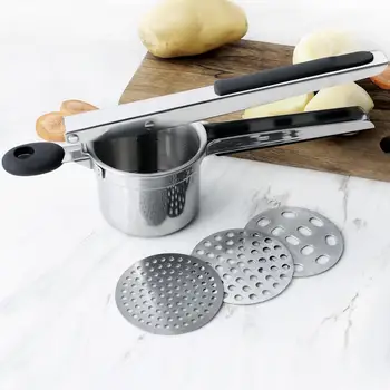 

Portable Manual Silicone Handle Stainless Steel Potato Ricer Squeezer Food Crusher Masher Tool