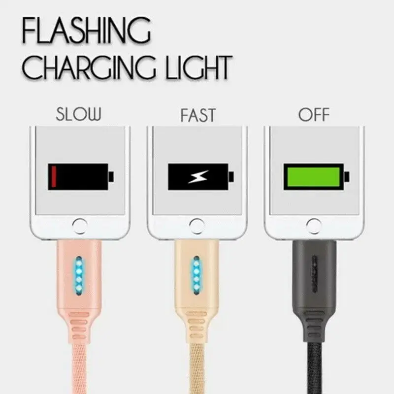 Зарядный кабель USB Type C со светодиодной подсветкой и функцией автоматического