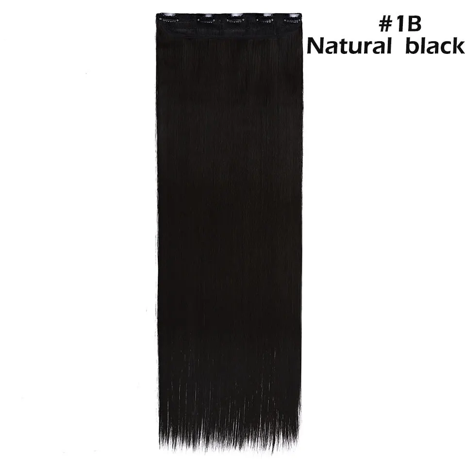 natural black S-noilite падение до бедер клип в один кусок волос для наращивания 3/4 головы 5 клипс прямые синтетические волосы - Цвет: natural black