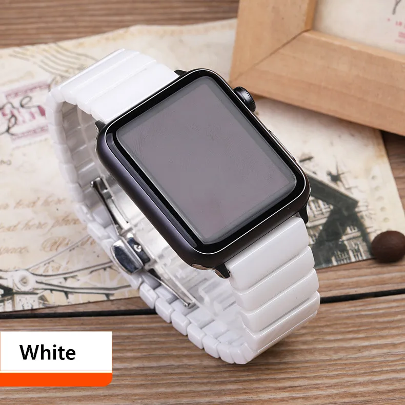 Керамический ремешок для Apple Watch 4, 5, ремешок 44 мм, 40 мм, iwatch 42 мм, 38 мм, роскошный браслет с пряжкой из нержавеющей стали, Apple watch 3, 2, 1