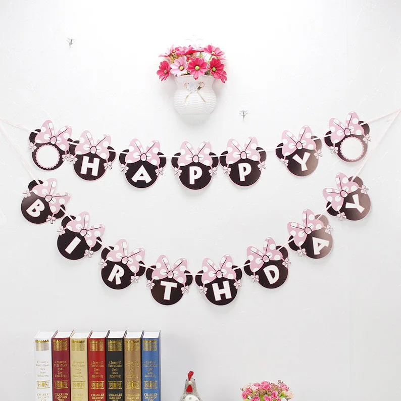 Circular Minnie Космический космический корабль тема баннер для украшения вечеринки Дети вечерние украшения Детская ванна pull Флаг Цветочные украшения на вечеринку дня рождения - Цвет: Circular Minnie