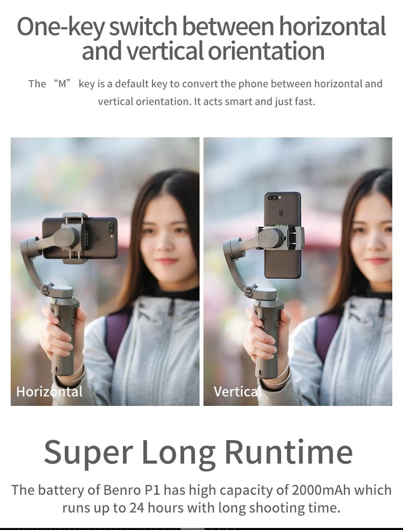BENRO P1 3 осевой карданный Ручной Стабилизатор для смартфона iPhone Gopro hero 6 7 Huawei XiaoMi Pk