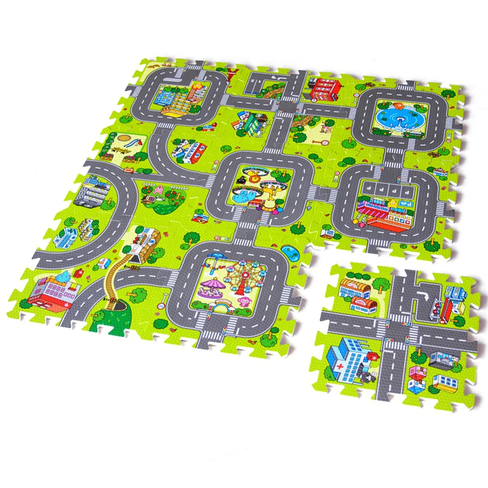 9 шт. Крытый 30*30*1 см детский набор спиел Matten Schuim Vloer Verkeer Route Puzzels Deken Voor kinderen Spelen Tapijten коврик для Ki
