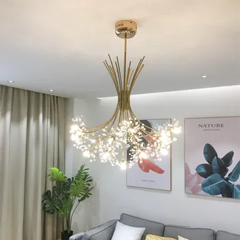 

Nordic Loft Art Crystal Dandelion Chandelier Modern Warm Bedroom Living Room Cafe G4 Led Hanging Lamp Fixtures Free Shipping AC