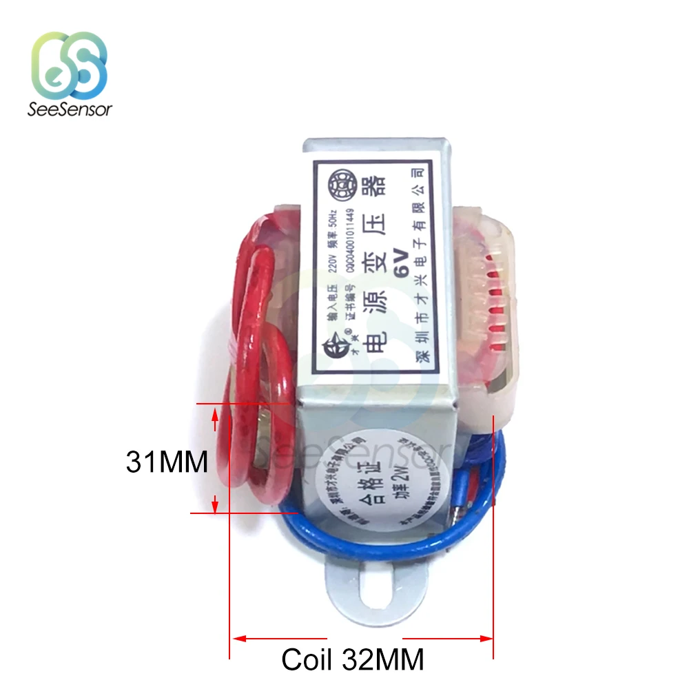 AC 6V-24V Output Voltage 2W EI Copper Core Input 220V 50Hz~60Hz Single Voltage 2 Line Copper Power Transformer power transformer
