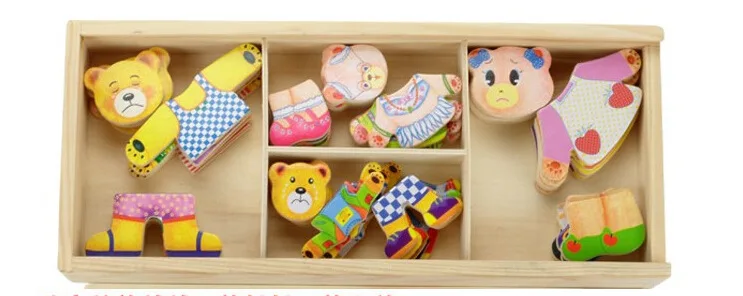 Развивающие строительные блоки Детская одежда для медвежонка игрушки Раннее детство деревянные головоломки подарочные игрушки модельные наборы