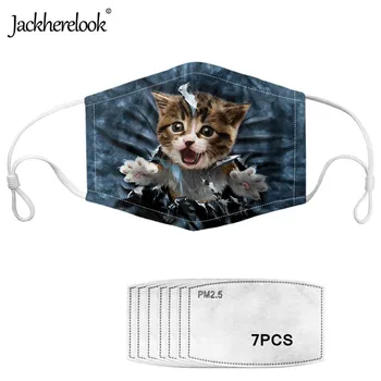 

Jackherelook Teens Kids Dustproof Mouth Cover Mask Animal Cat Design 7pcs PM2.5 Filter Germ Protection Washable Soft Masks