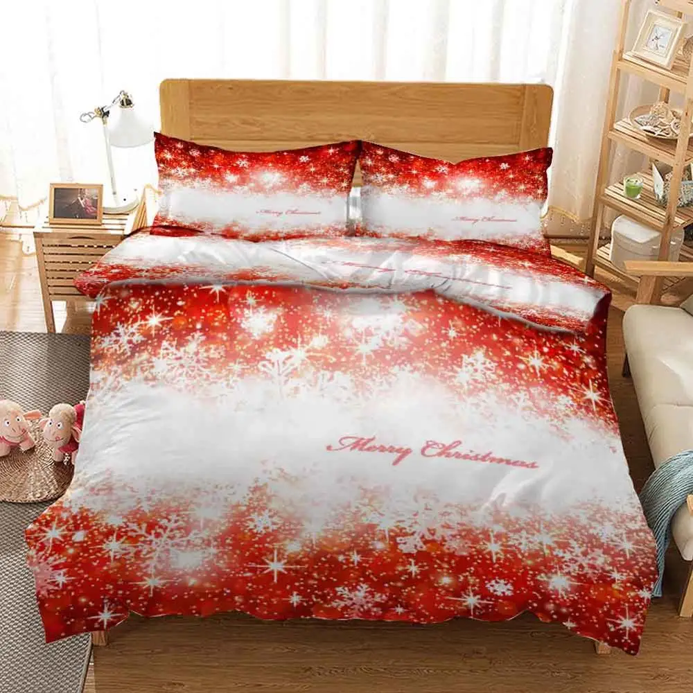 

Christmas snowflake pet Bedding Quilt Cover Duvet Cover Set Pillowcase Microfiber Soft Comforter Bedroom Single Queen King