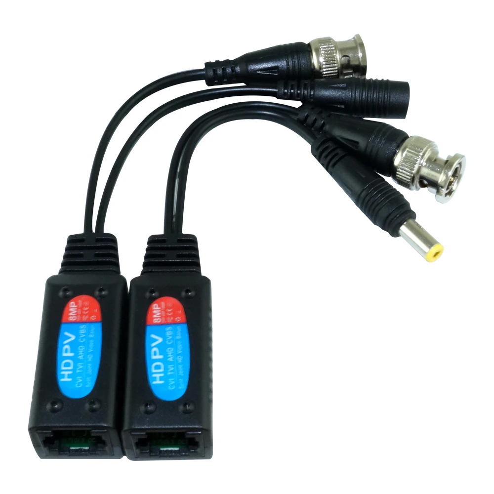 8MP HD Video Balun Connectors BNC TO RJ45 Conversion Twisted Pair Ethernet Support For AHD CVI TVI CVBS CCTV Cameras 4