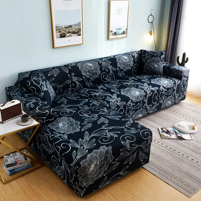 Color 7 L Shape Elastic Sofa Cover Set Cotton Universal Sofa Covers for Living Room Pets Armchair Corner Couch Cover Corner Sofa - Цвет: Color 7