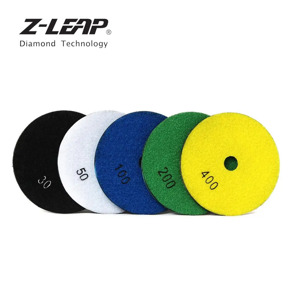 Z-LEAP " 5 шт бетонный, Алмазный полировальный набор 125 мм шлифовальный круг для пола спеченный металлический Бонд влажный сухой использовать для шлифовки камня