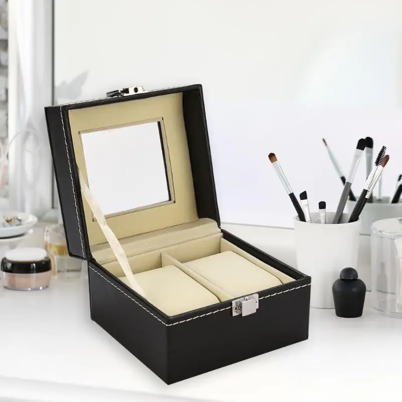 2 слота квадратная коробка для часов ювелирные изделия ожерелье кожаный Организатор хранения данных