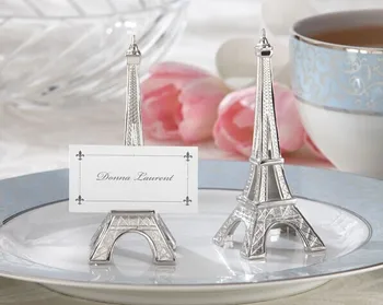 

(25 Pieces/lot) Eiffel Tower Silver Place Card Holder Party Decoration Favors For Wedding and Banquet table Guest name holders