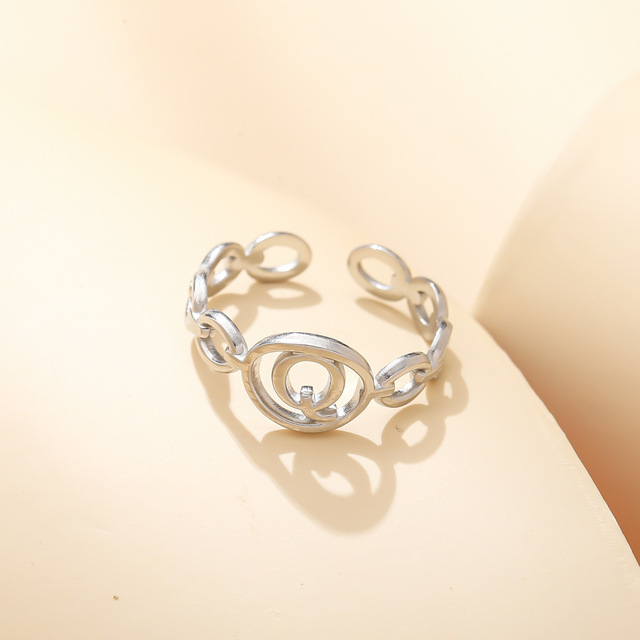 Out A-ZLetter 2Colors Metal Adjustable Opening Ring Initials Name Alphabet Female Party Fashion Jewelry Christmas Present