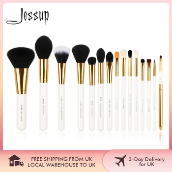 

Jessup brushes 15pcs Makeup Brushes Powder Foundation make up brush set Eyeshadow Eyeliner Lip Tool White / Gold Cosmetic beauty