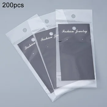 

200 Pcs Organizer Packing Accessories Jewelry Display Fashion Self Sealed Hanging Studs Earring Card Set Tag Holder Plastic Bag