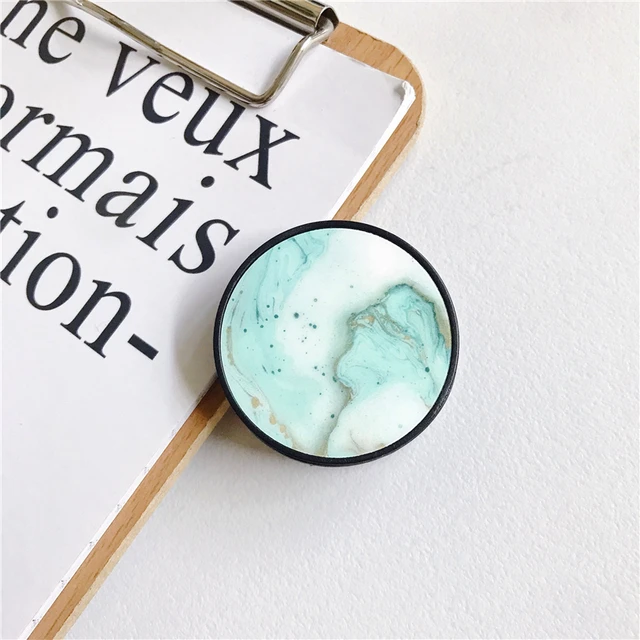 Glossy Popular Marble Expanding Phone Stand Grip Finger Rring Support Anti-Fall Round Foldable Mobile Phone Holder for iPhone 11 Y12