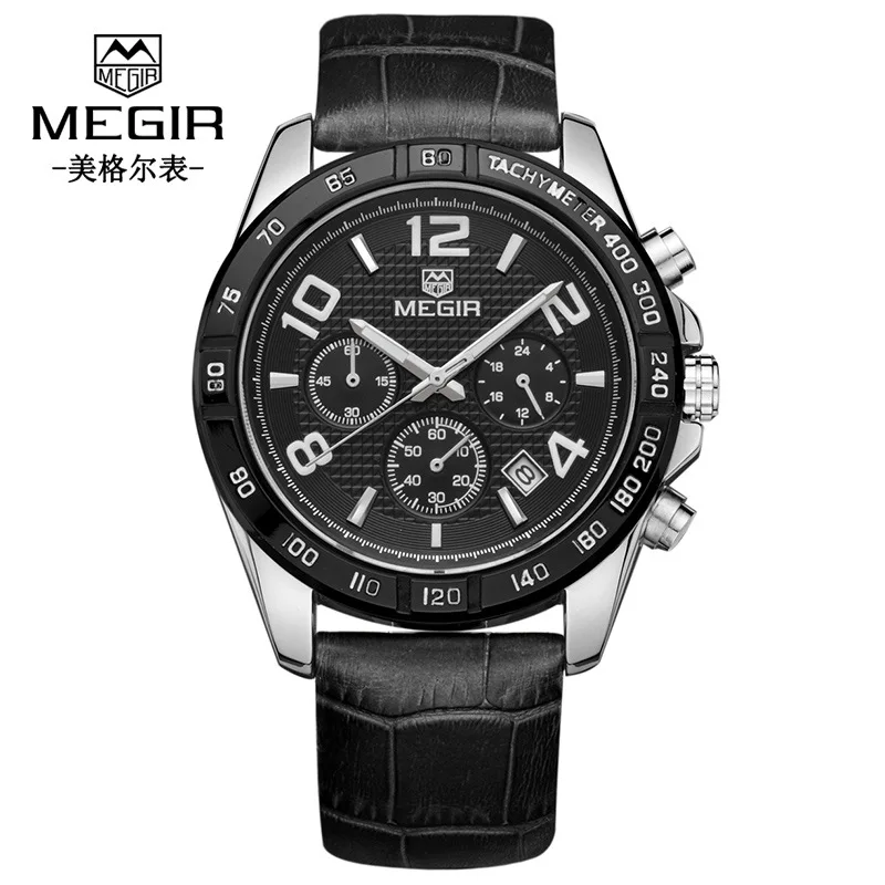 

[Classic Multi-functional Timing Stereo Texture Dial Quartz Genuine Leather MEN'S Watch] Model: 2014G.