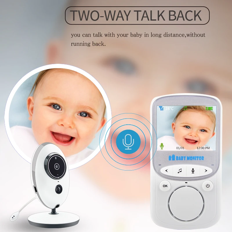  VB605 Wireless Video Baby Monitor 2.4 Inch Color Security Camera Intercom IR 24h Baby Walkie IR LED