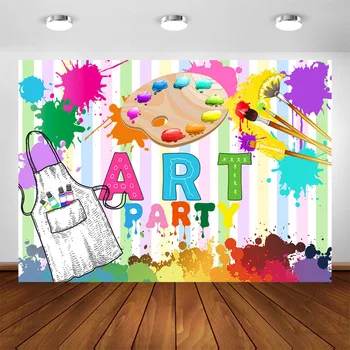 Acquerelli Pittura Partito Sfondo Splatter Pittura Art Party Fotografia di Sfondo Artsy di Arte Festa di Compleanno Decorazione di oggetti di Scena