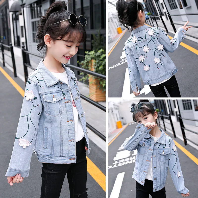 

Girls Spring Clothing 2019 New Style Jeans Coat Children Korean-style Cardigan Tops Western Style Short Jacket-Style Fashion