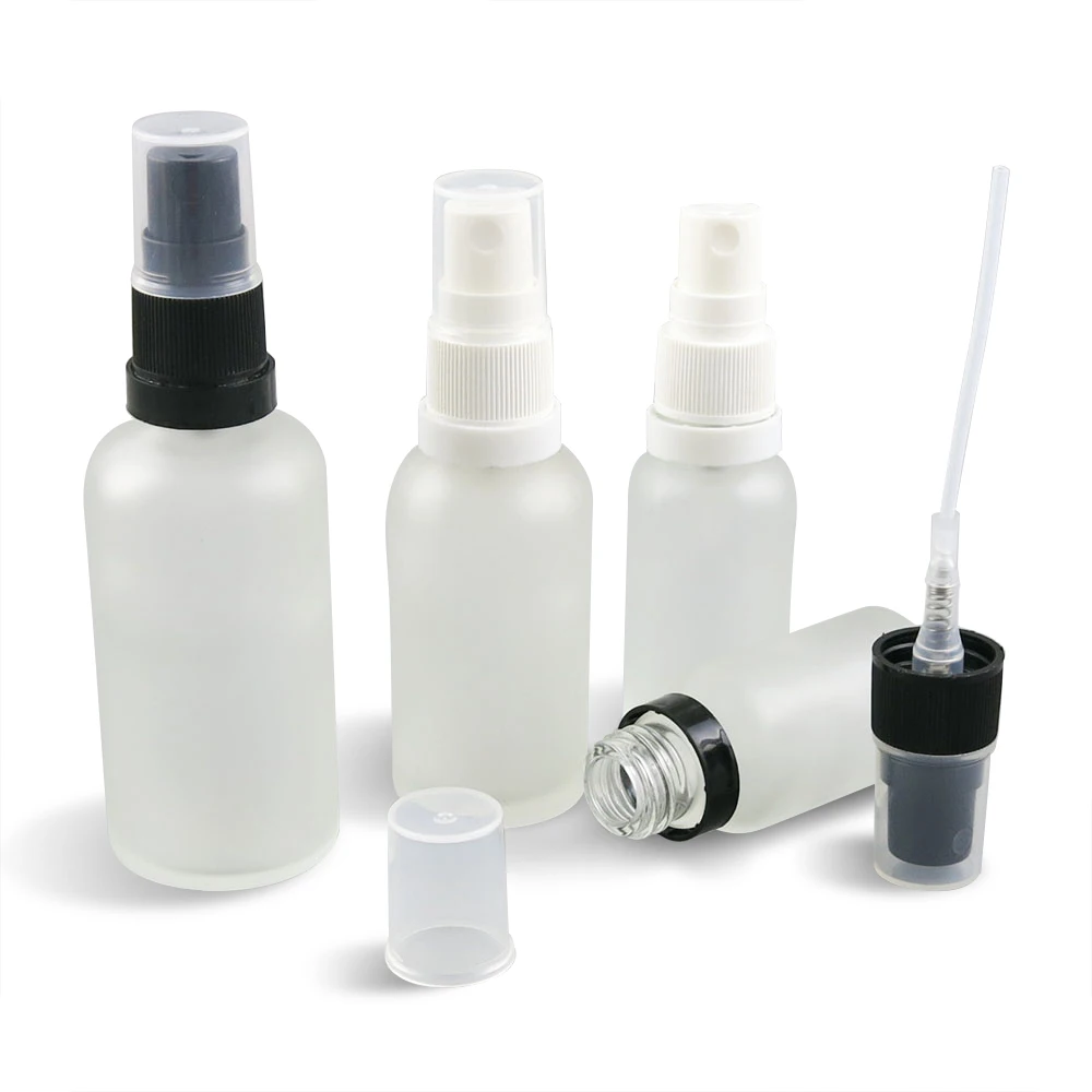 

200 x 100ml 50ml 30ml 20ml 15ml 10ml 5ml Frost Clear Glass Spray Bottle 1oz 5/3oz Glass Container With Fine Mist Sprayer