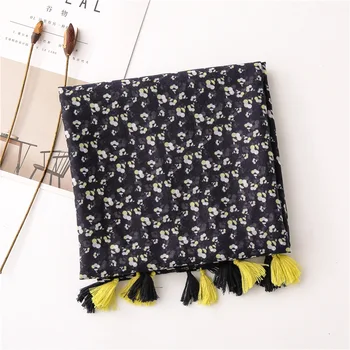 

2020 ropa de mujer black head scarf women spring autumn Korean style long tassels scarf for lady shawl Muslim Hijab Snood