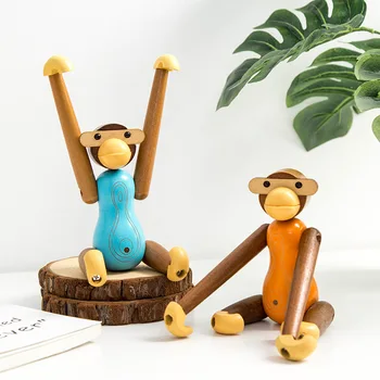 

Solid wood monkey wood carving hanging Nordic style crafts animal logs hanging wall monkey home decoration accessories
