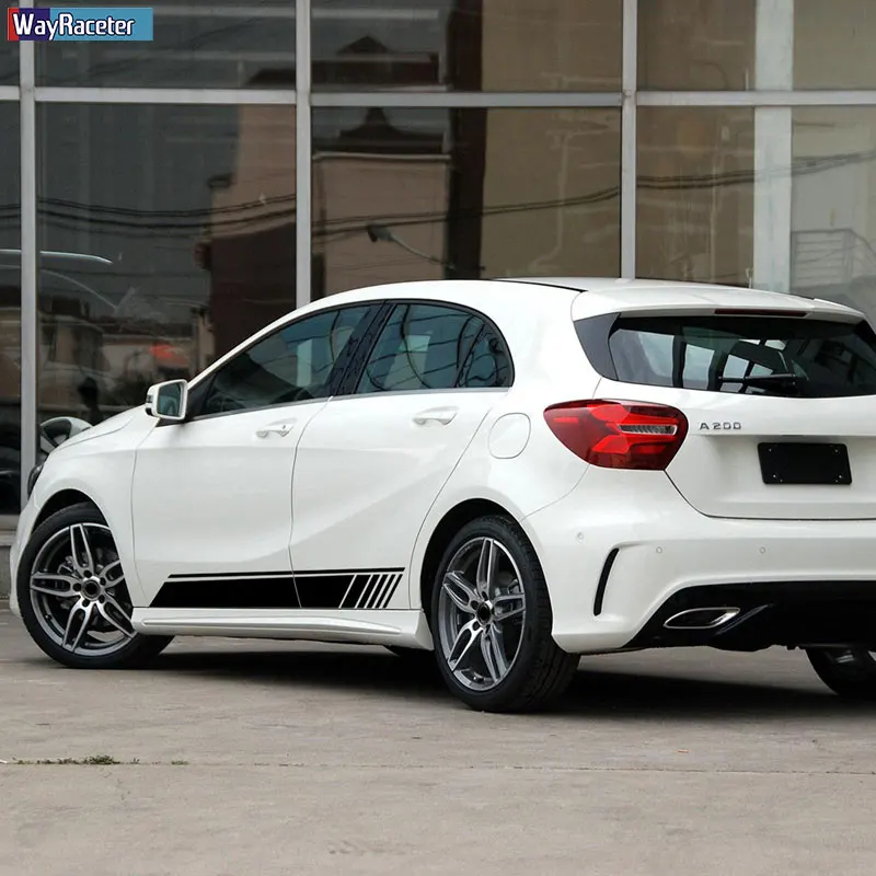 Наклейка на юбку с полосками сбоку 2 шт. 1 наклейка для Mercedes Benz W176 W177 A45 A35 V177 X117 AMG