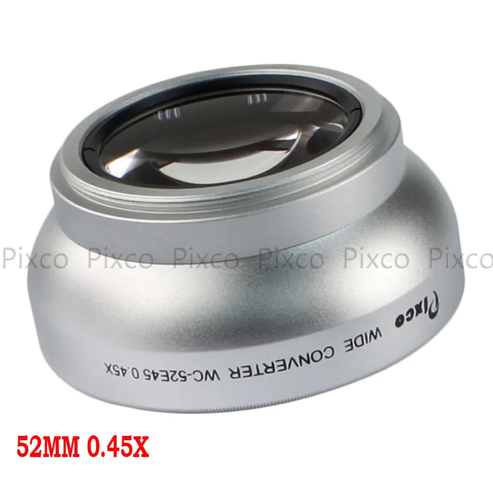 52 мм 0.45X Широкоугольный объектив с макро для Canon Nikon Pentax Sony, Panasonic(серебристый