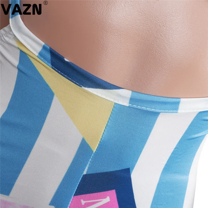 VAZN GWNY18602 продукт летняя сексуальная леди 5 цветов 2 шт комбинезон Топ без бретелей печати комбинезон леди высокий уличный комбинезон
