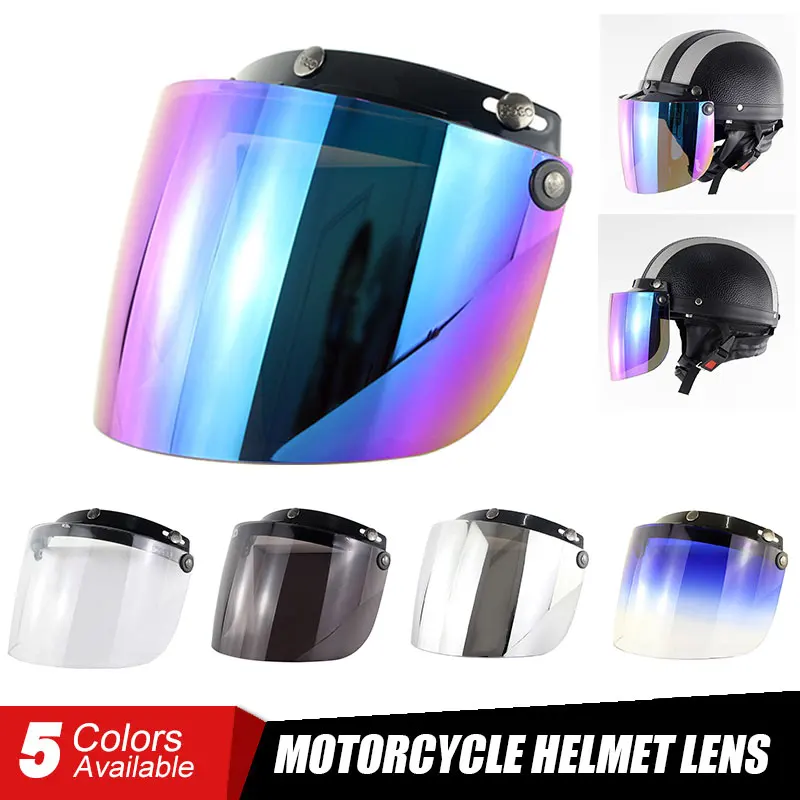 

Motorcycle Flight Helmet visor 3-snap retro shield lens capacete Motorcycle open face helmet Vintage windshield cascos para moto