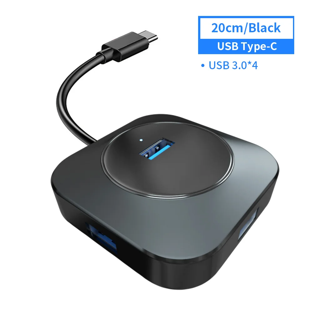 Tyep C Black USB 3,0 концентратор Мульти USB разветвитель 3 USB3.0 порт с микро зарядкой для MacBook Surface Pro 6 PC Компьютерные аксессуары usb-хаб - Цвет: Tyep C Black