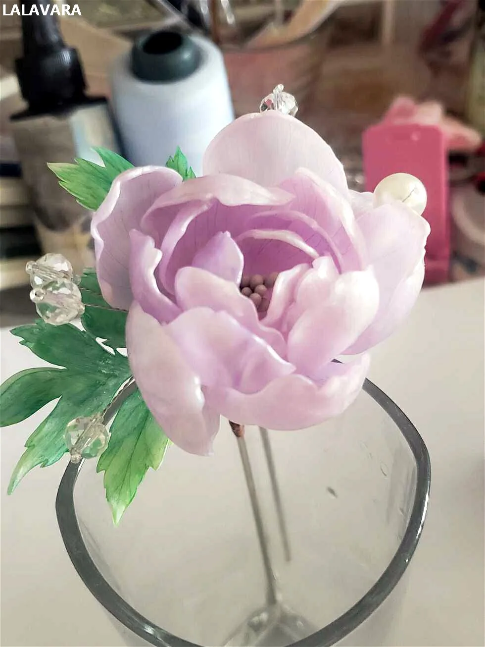 

LALAVARA light lavender peony hair pins wedding bridal bridesmaid updo hair accessories