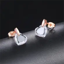 Прозрачные серьги-гвоздики с сердечком и кристаллами цвета розового золота, модные брендовые Свадебные ювелирные изделия/ювелирные изделия для женщин, горячая Распродажа DFE182