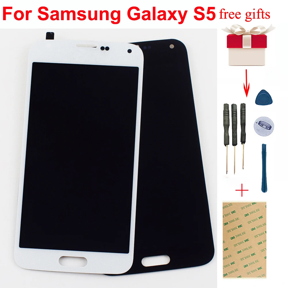 Для Samsung Galaxy S5 i9600 G900 SM- G900F G900M G900A G900P G900T сенсорный экран дигитайзер + ЖК-дисплей в