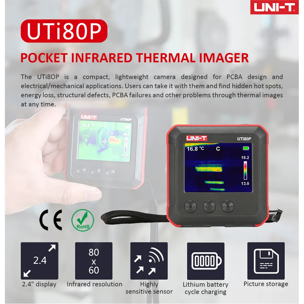 Мини UNI-T UTi80P тепловизор камера ночного видения/печатная плата/ремонт прибора/Обнаружение нагрева пола
