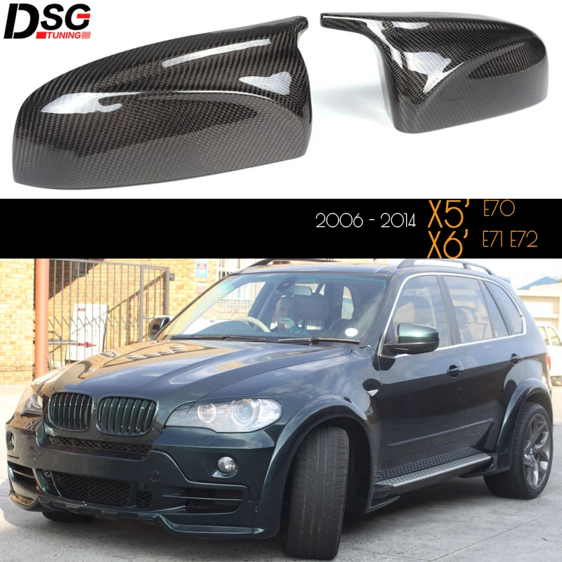 

Real Carbon Fiber + ABS Replacement Door Side Mirror Covers for 2006 - 2013 X5 E70 & X6 E71 E72 Car Decor Rearview Mirror Caps