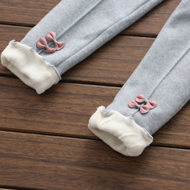 New Girls Warm Pants Winter Children Thicken Outwear Pants Cotton Bow Kids Fleece Trousers Baby Casual Trousers2-8year 5