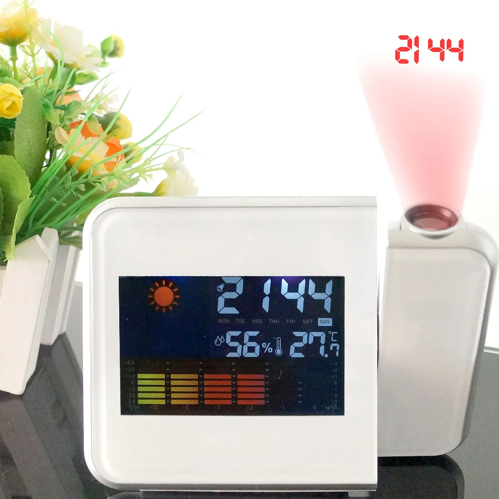 

Digital Projection Alarm Clock Weather Station with Temperature Thermometer Humidity Hygrometer/Bedside Wake Up Projector Clock