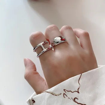 

Leouerry 925 Sterling Silver Rings for Women Minimalist Letter H/Arc Rings Adjustable Open Rings Designer Silver 925 Jewelry