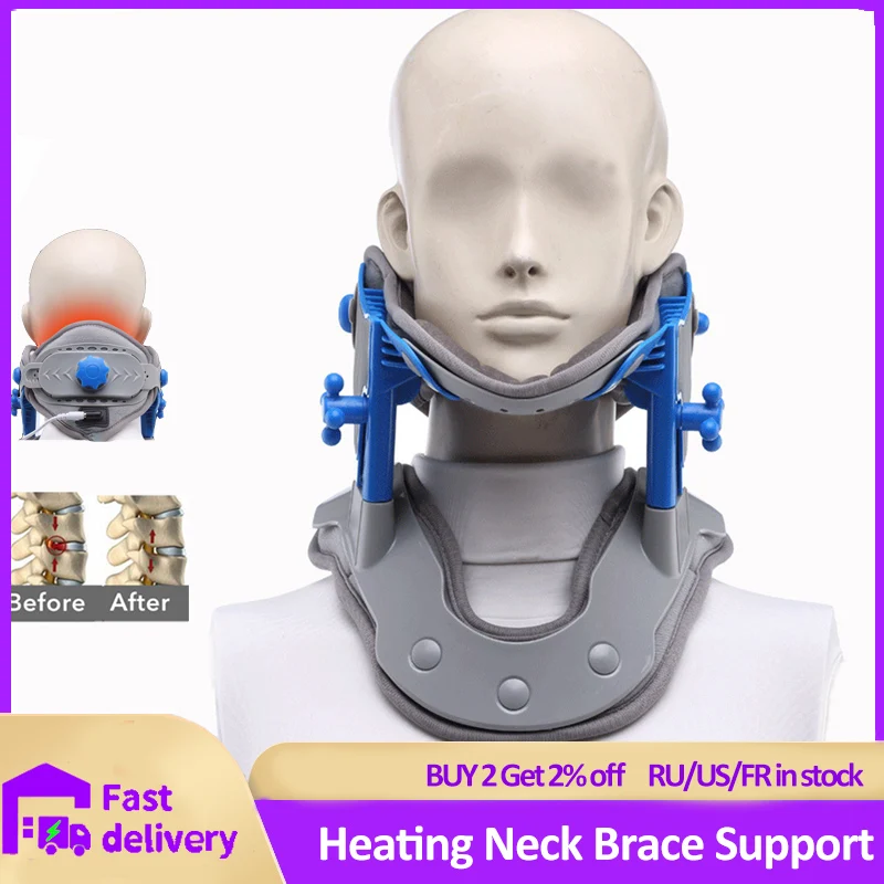

Neck Brace Heating Cervical Traction Cervical Stretching Device Neck Stretcher Support Relief Pain Medical Correction Collar