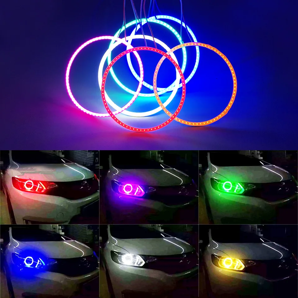 COB Faro Anelli Auto Alone Halo Angel Eye COB Chip Faro DRL LED per Auto Moto(60mm